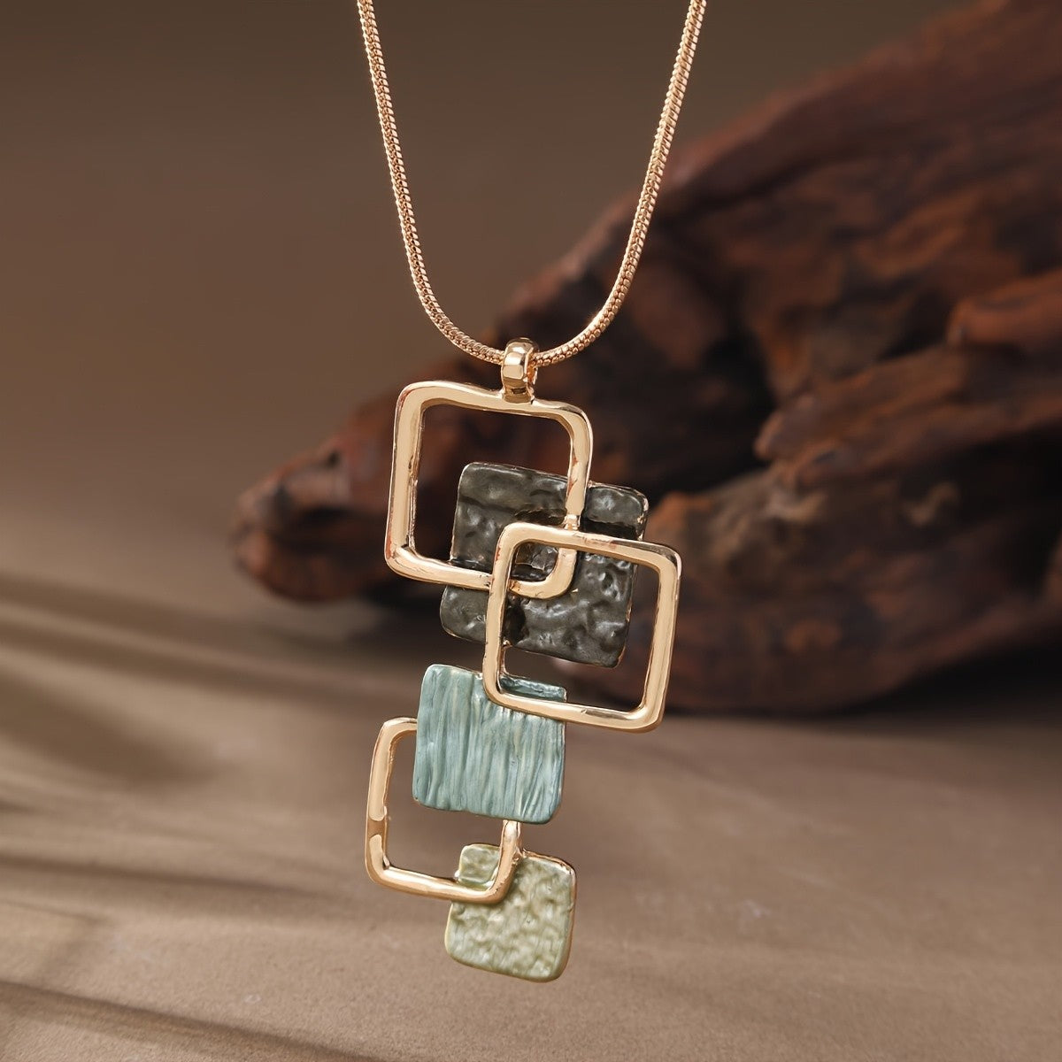 Textured Square Cascade Necklace