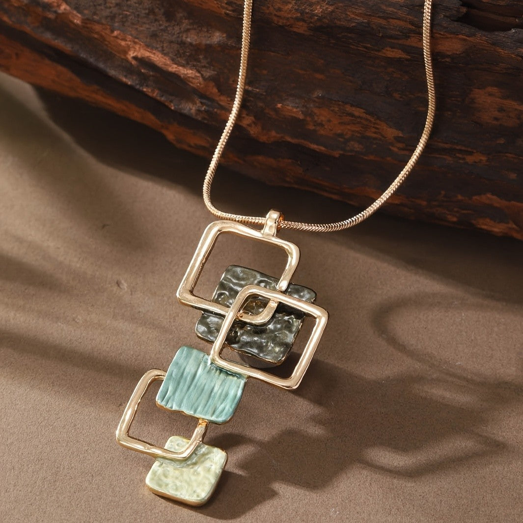 Textured Square Cascade Necklace
