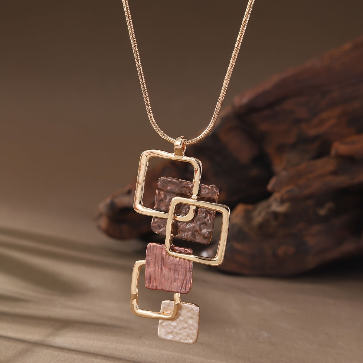 Textured Square Cascade Necklace