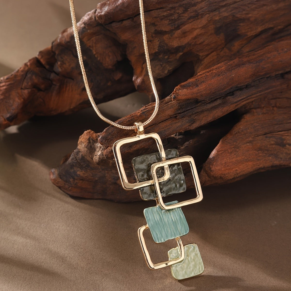 Textured Square Cascade Necklace