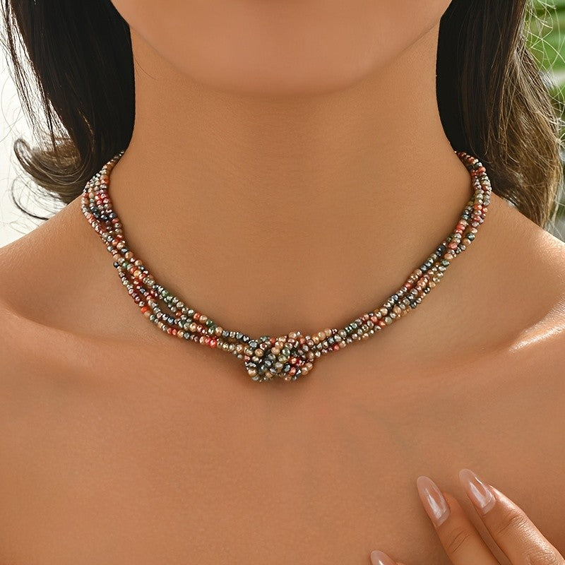 Multi-Strand Crystal Knot Necklace