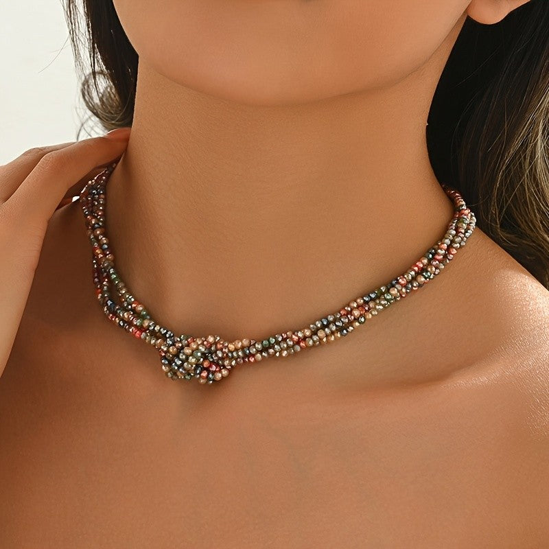 Multi-Strand Crystal Knot Necklace