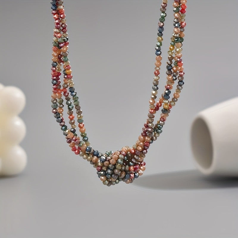Multi-Strand Crystal Knot Necklace