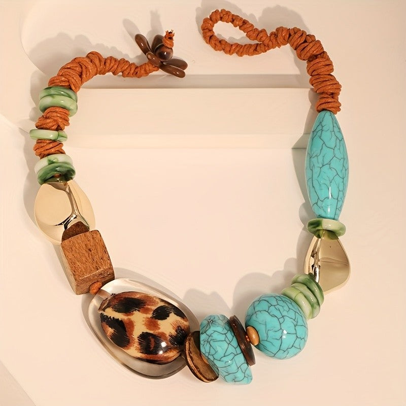 Leopard & Turquoise Statement Necklace