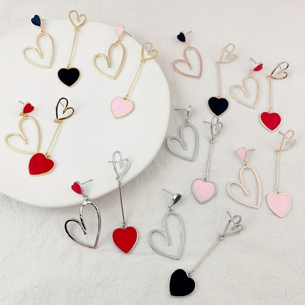 Asymmetric Heart Drop Earrings