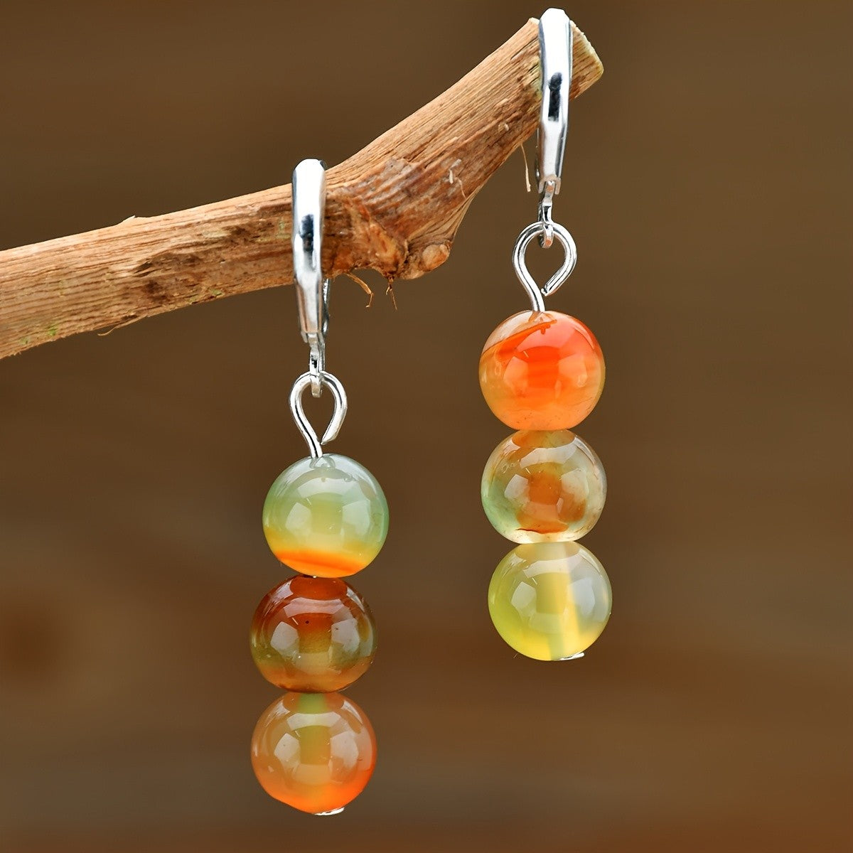 Multicolor Round Stone Drop Earrings