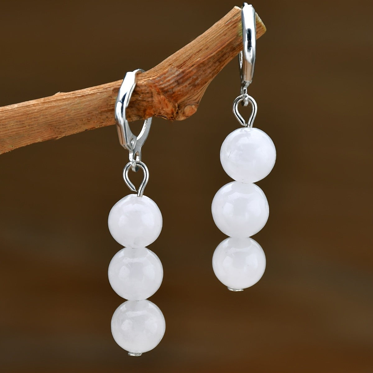 Multicolor Round Stone Drop Earrings
