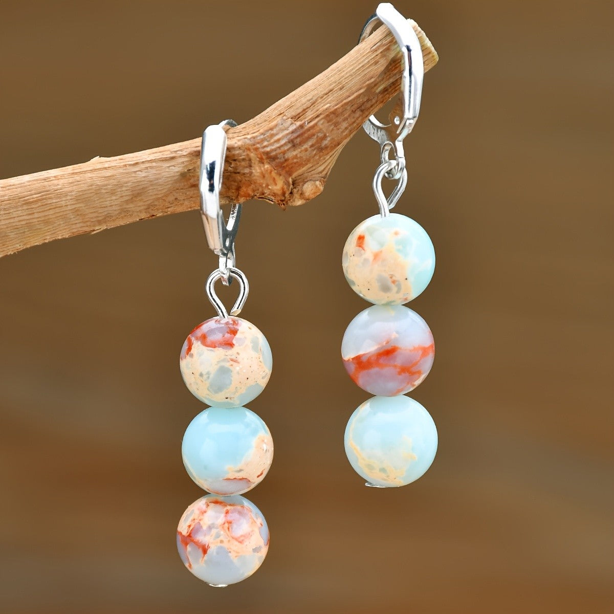 Multicolor Round Stone Drop Earrings