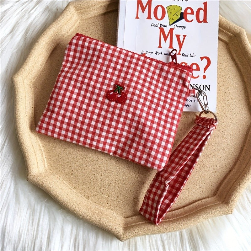 Red Gingham Cherry Pouch
