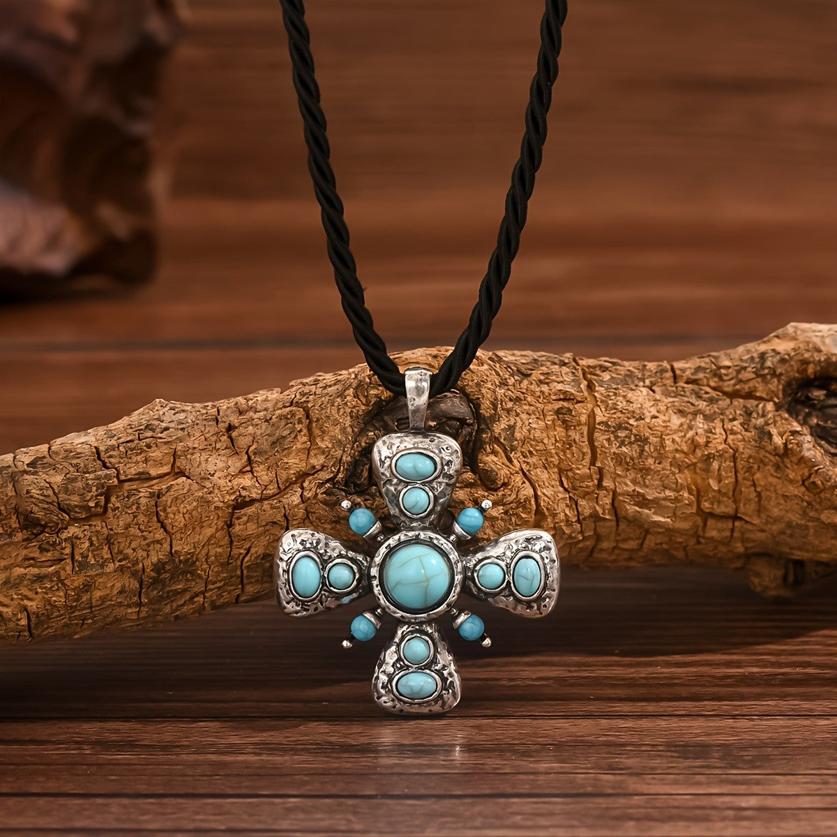 Turquoise Cross Pendant Necklace