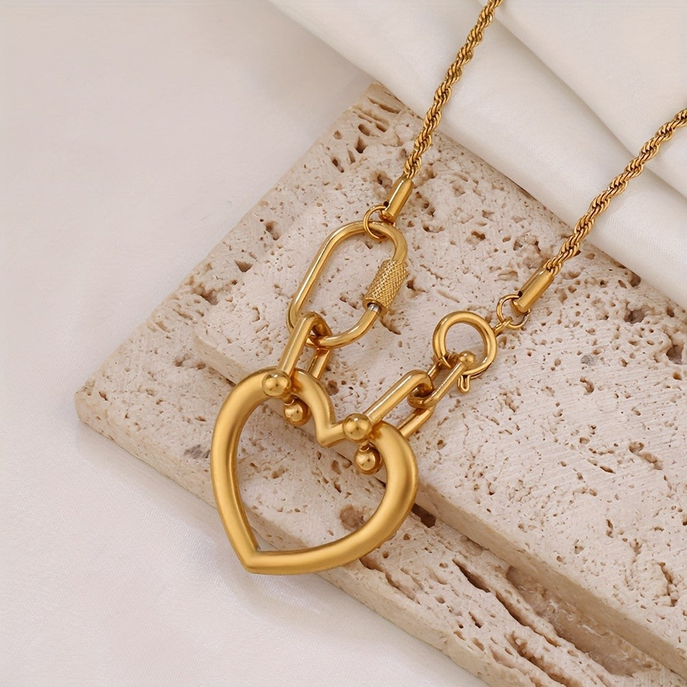 Heart Carabiner Link Necklace