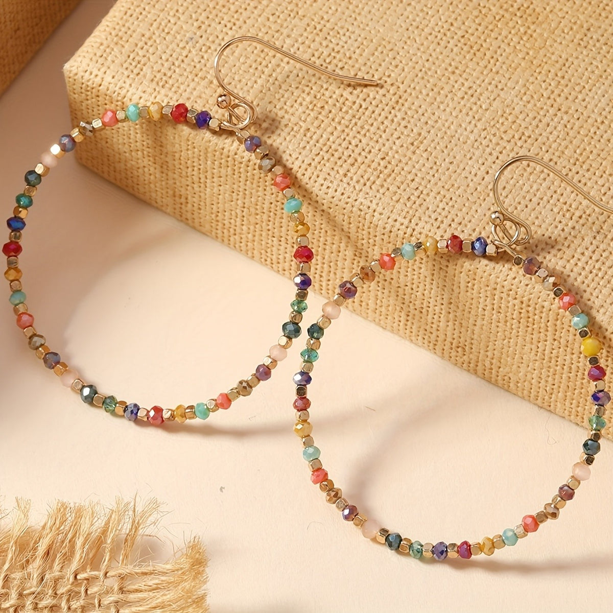 Glass Bead Hoop Earrings