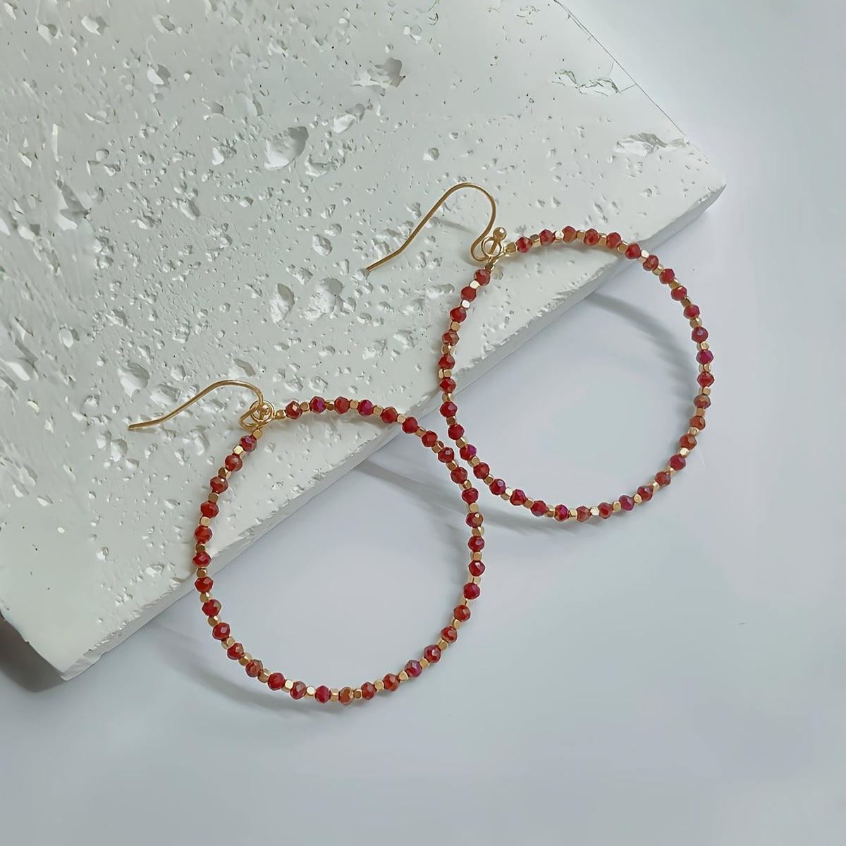 Glass Bead Hoop Earrings