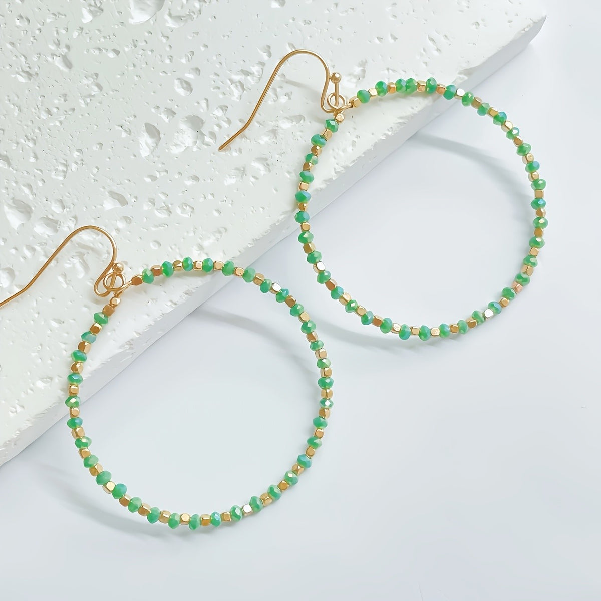 Glass Bead Hoop Earrings