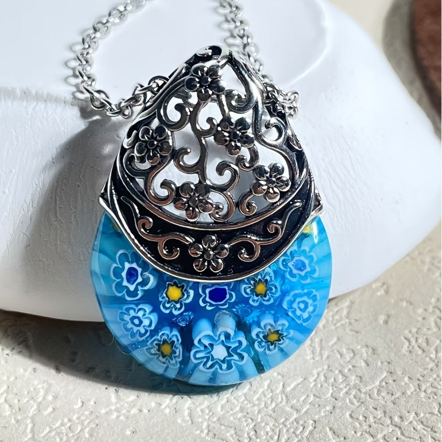 Floral Glass Dome Necklace