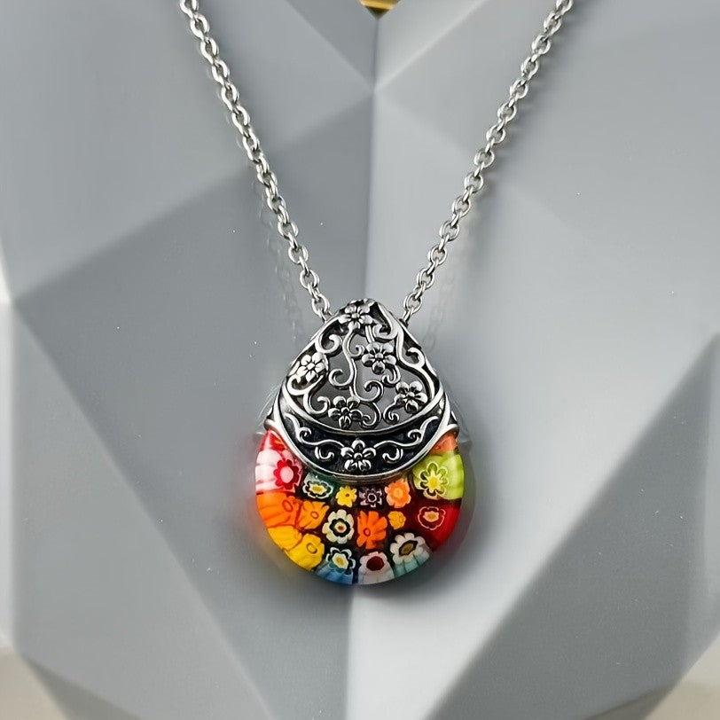 Floral Glass Dome Necklace