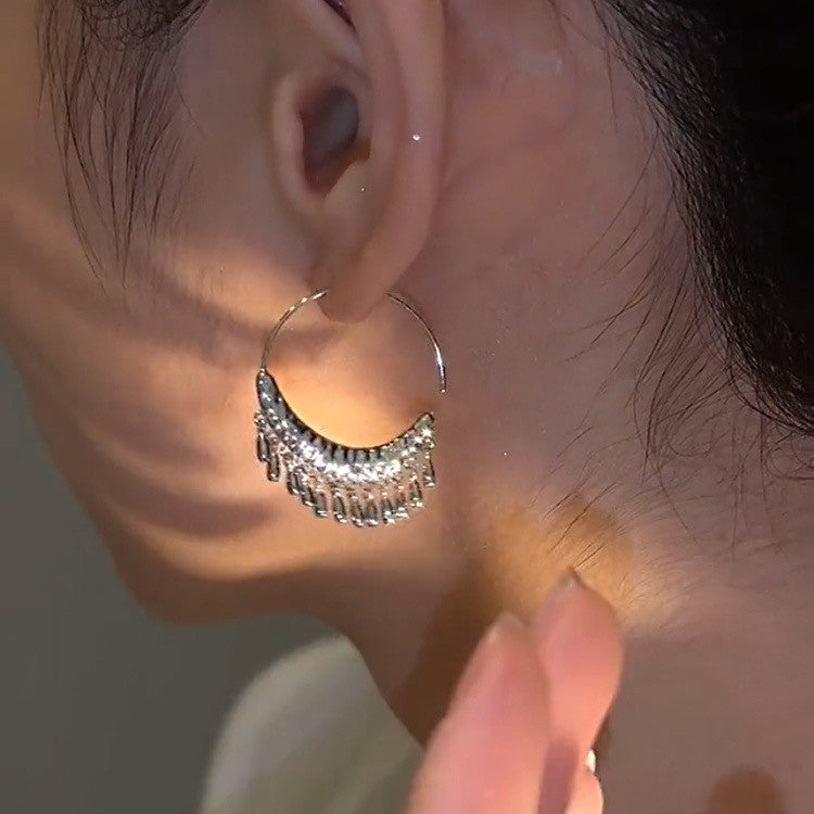 Crystal Fringe Hoop Earrings
