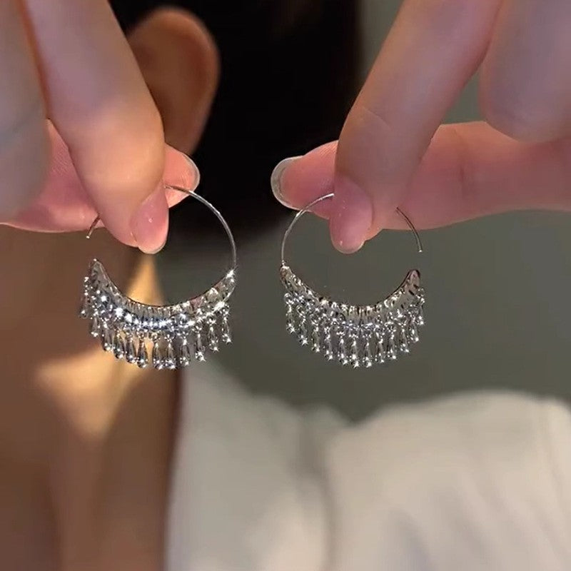 Crystal Fringe Hoop Earrings