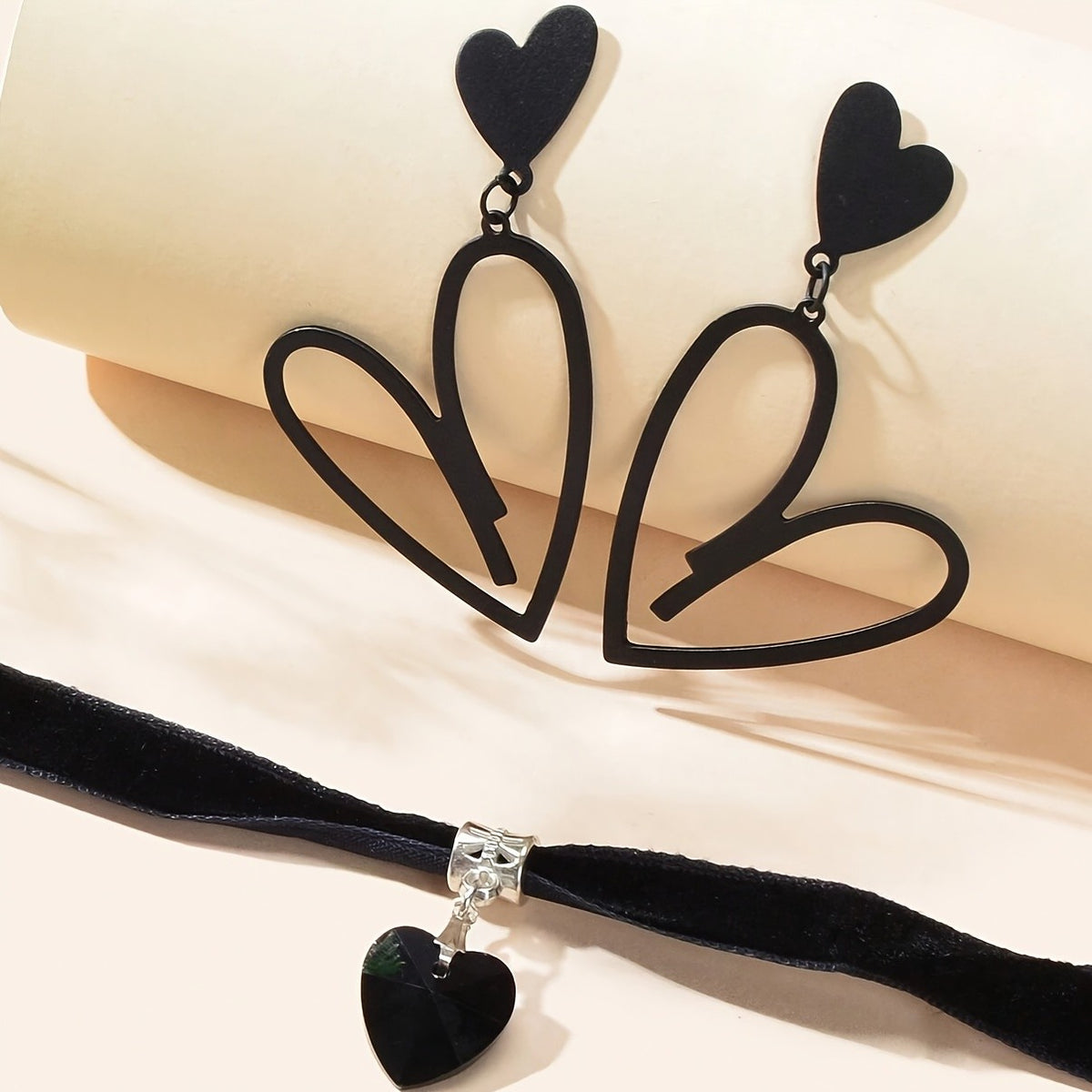 Black Velvet Heart Choker & Earring Set