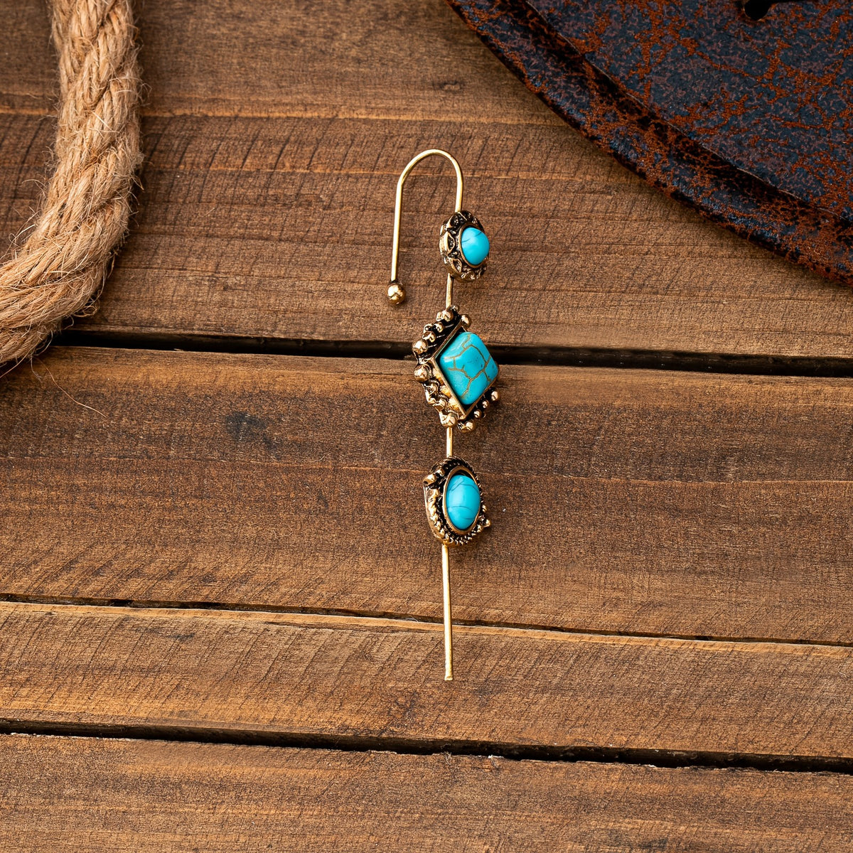Turquoise Geometric Ear Cuff Set