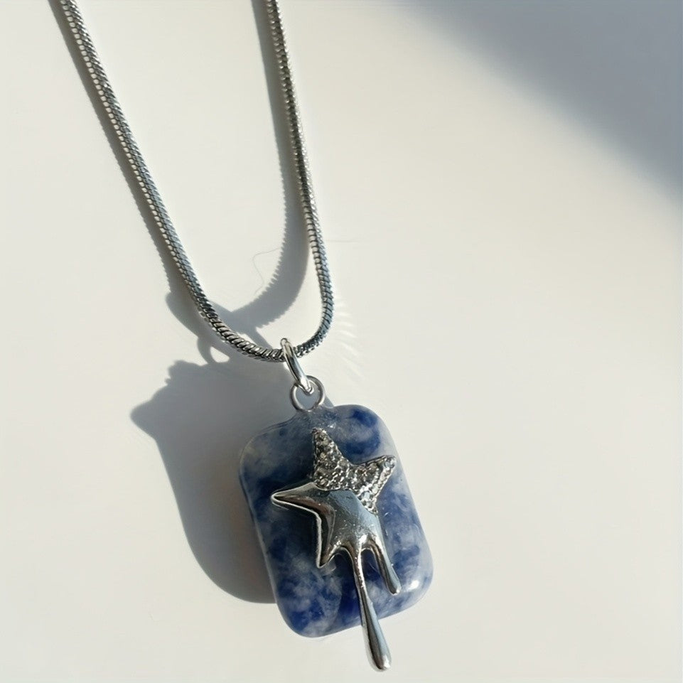 Blue Stone Star Pendant Necklace