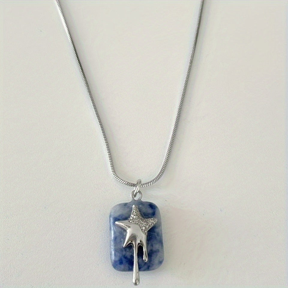 Blue Stone Star Pendant Necklace