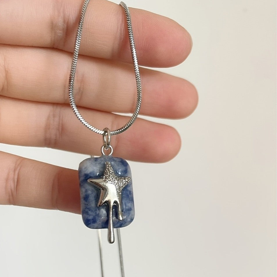 Blue Stone Star Pendant Necklace