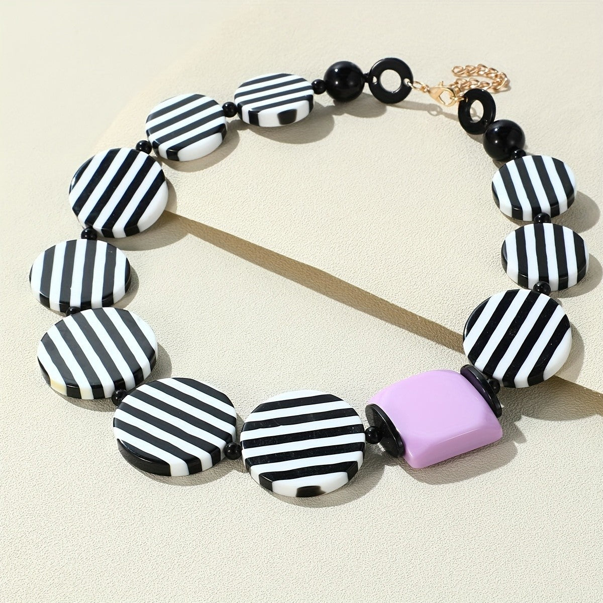 Striped Resin Statement Necklace