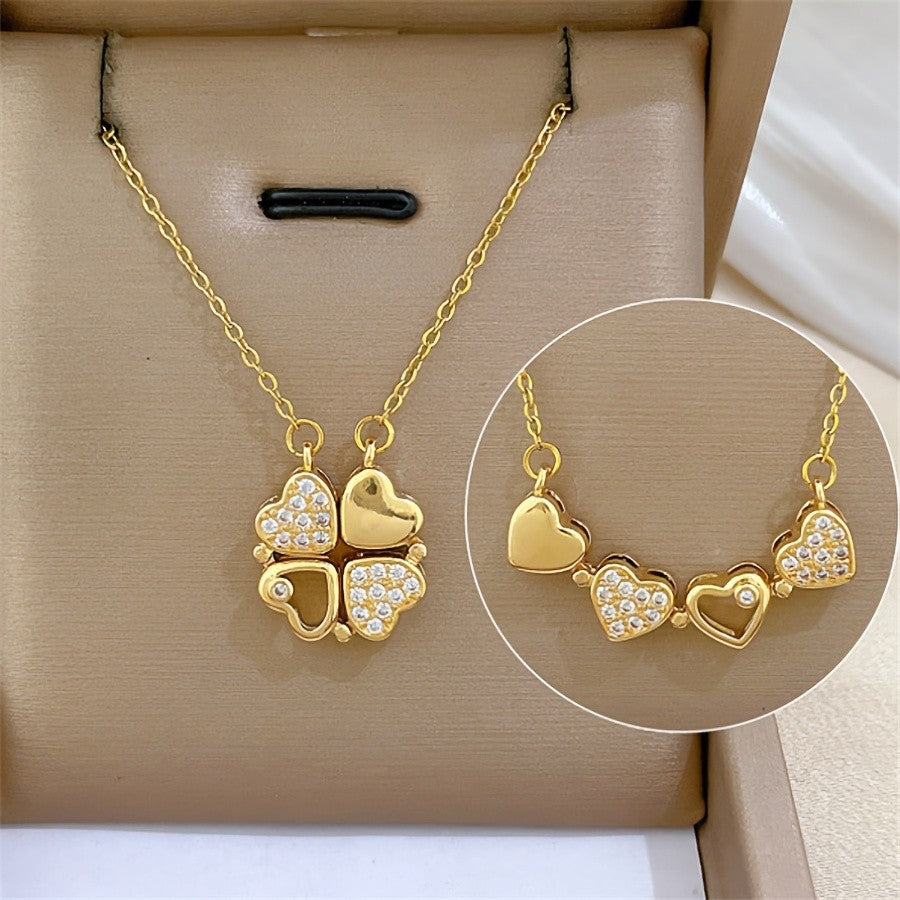 Convertible Four Heart Pendant Necklace