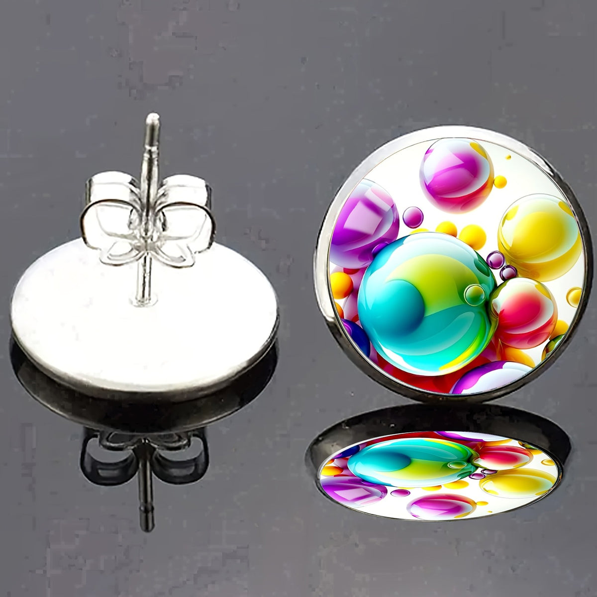 Multicolor Orb Glass Stud Earrings