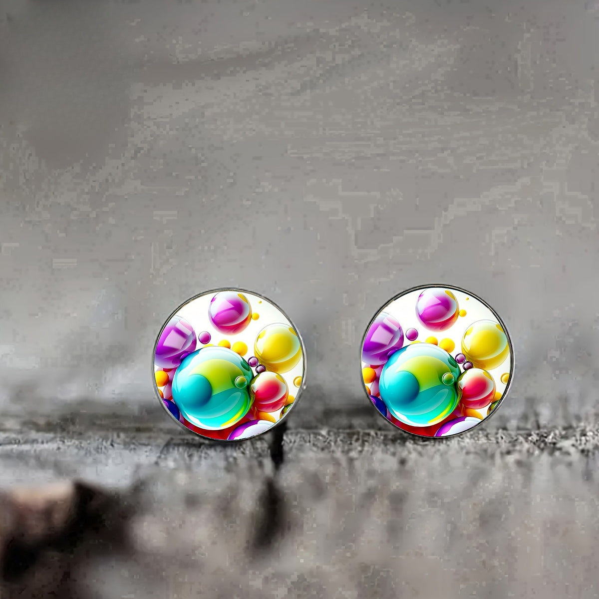 Multicolor Orb Glass Stud Earrings