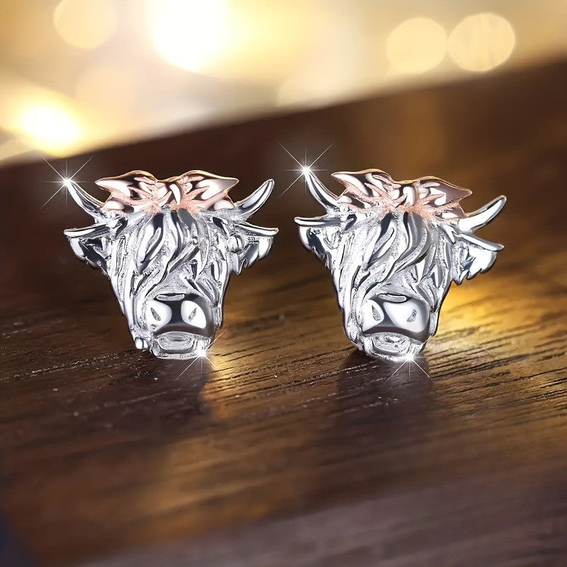 Two-Tone Bull Stud Earrings