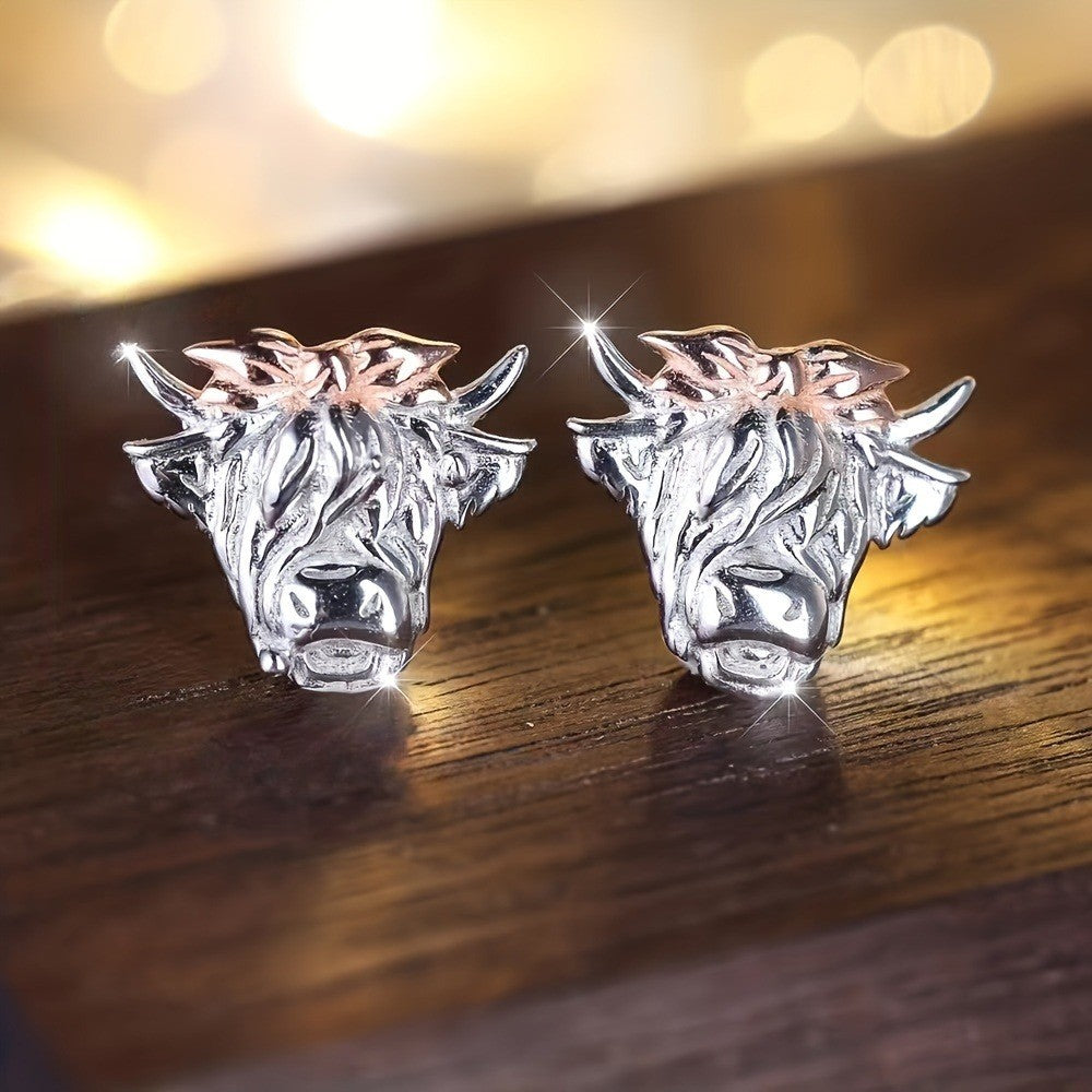 Two-Tone Bull Stud Earrings