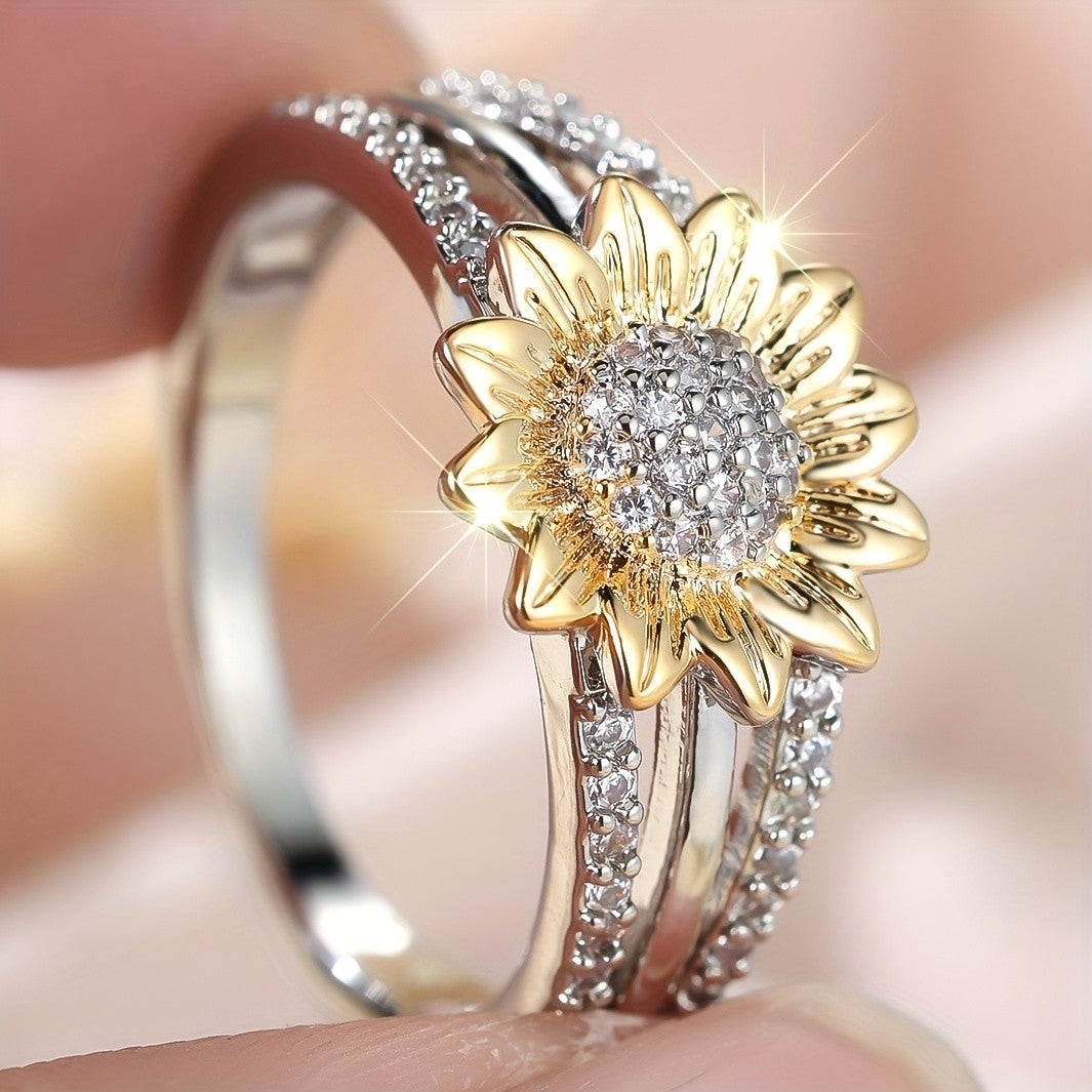 Sunflower Crystal Wrap Ring