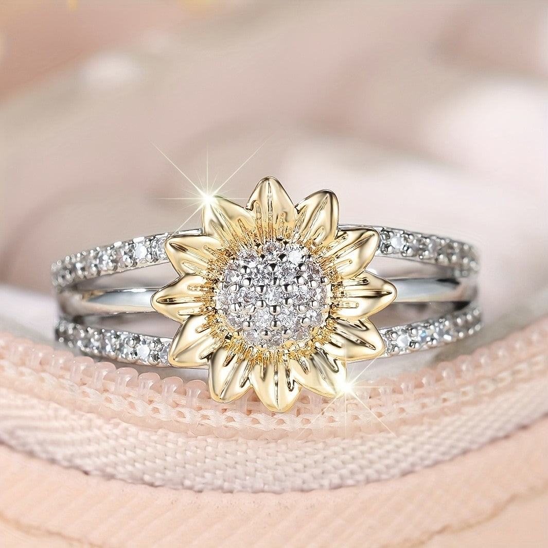 Sunflower Crystal Wrap Ring