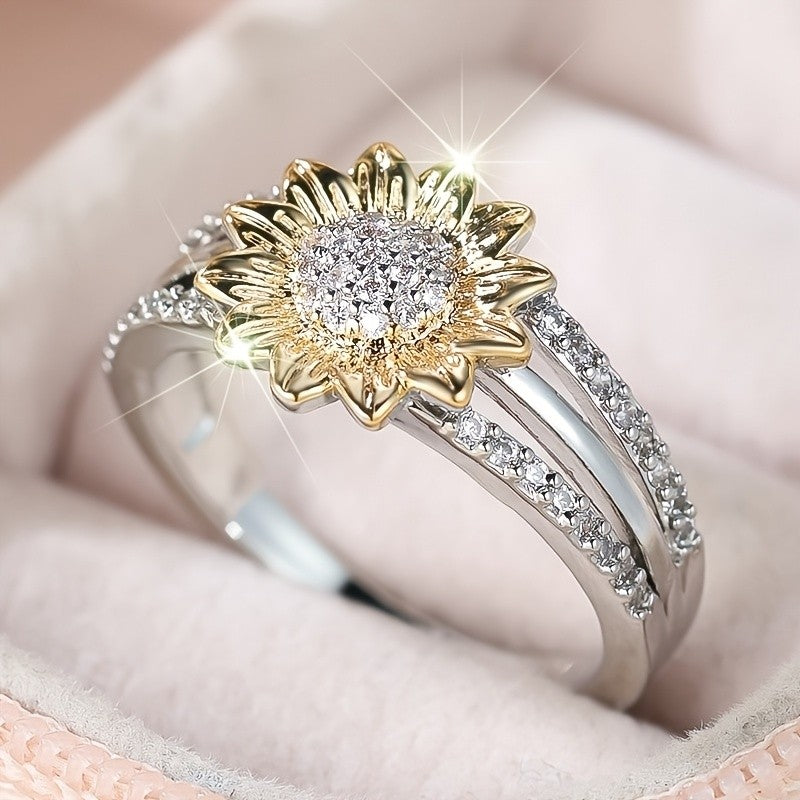 Sunflower Crystal Wrap Ring
