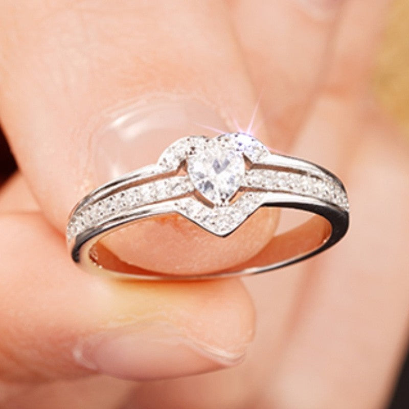 Pear Shape Crystal Heart Ring