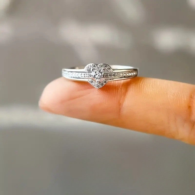Pear Shape Crystal Heart Ring