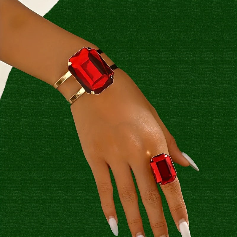 Black Octagon Bracelet & Ring Set