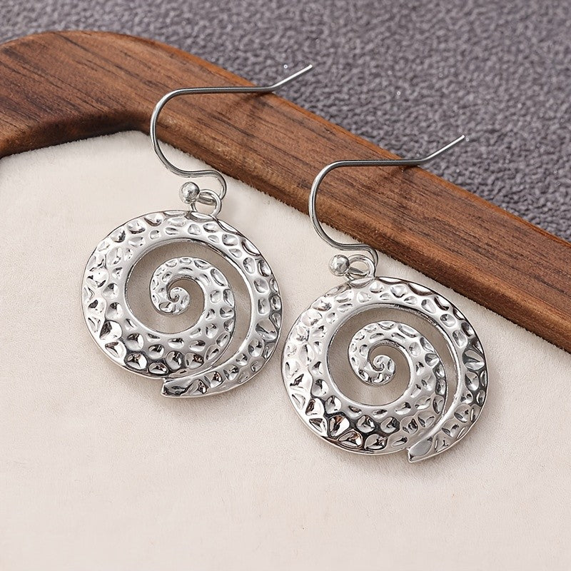 Hammered Spiral Drop Earrings
