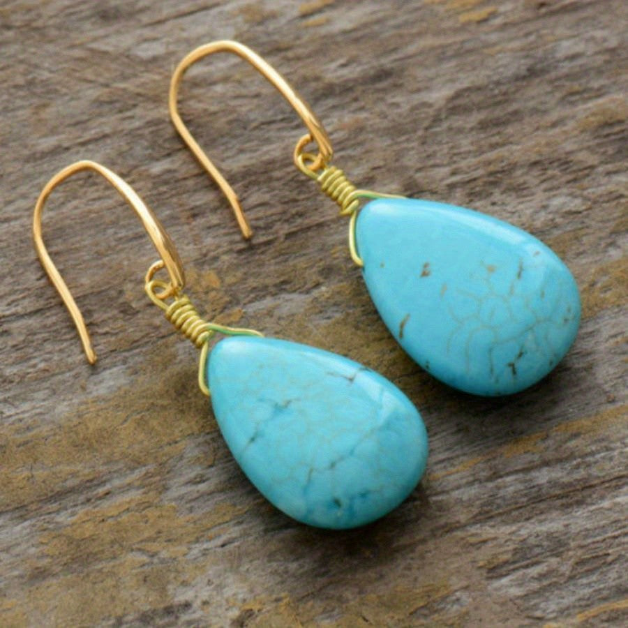 Natural Turquoise Drop Earrings