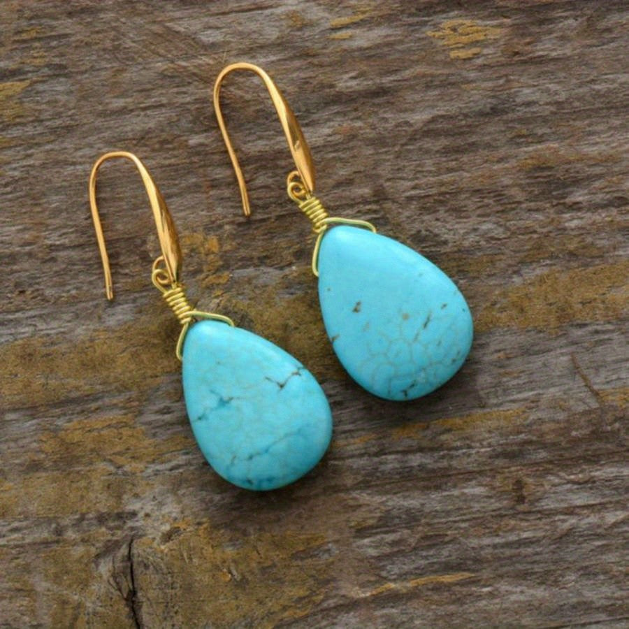 Natural Turquoise Drop Earrings
