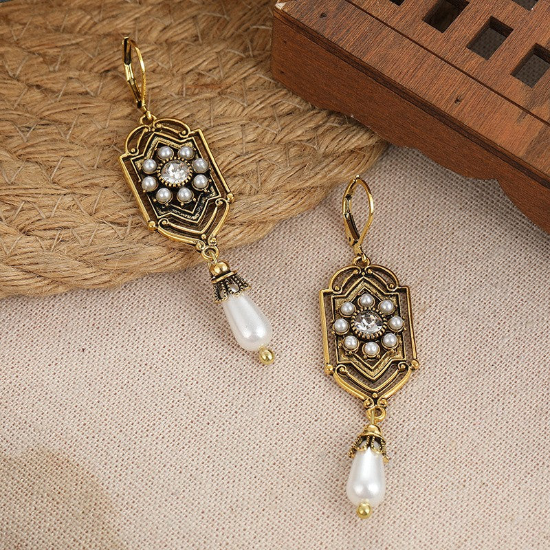 Vintage Filigree Pearl Drop Earrings