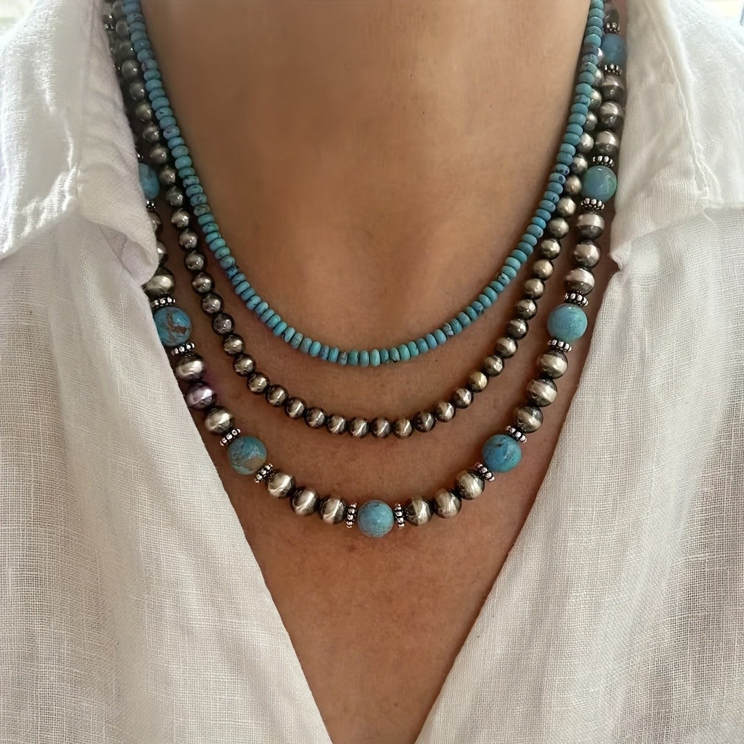 Turquoise & Silver-Tone Layered Necklace Set