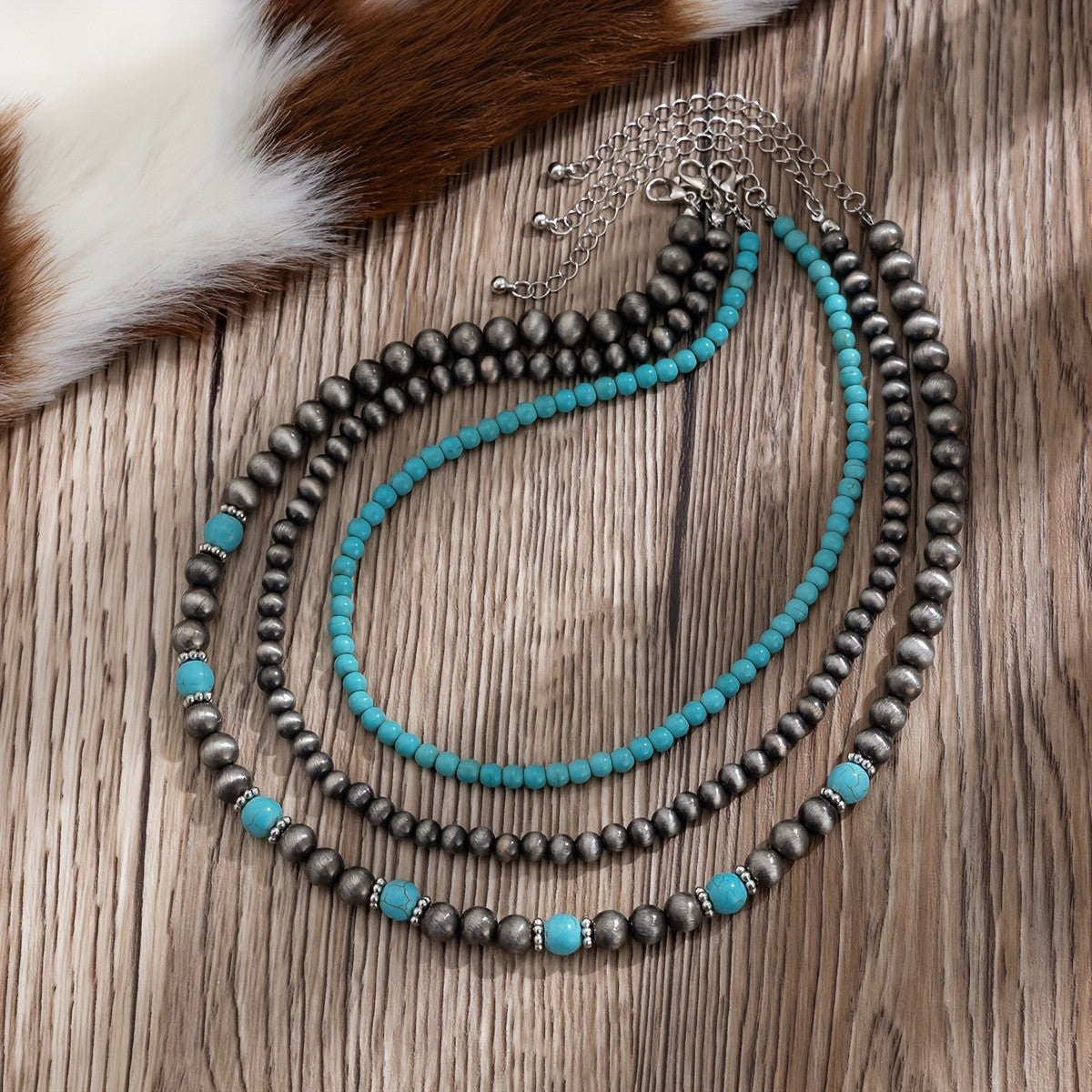 Turquoise & Silver-Tone Layered Necklace Set