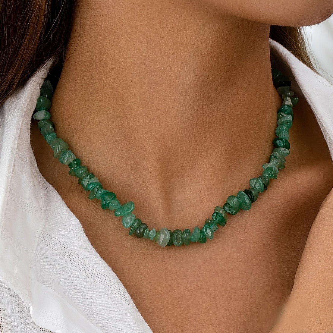 Natural Stone Chip Necklace & Bracelet Set