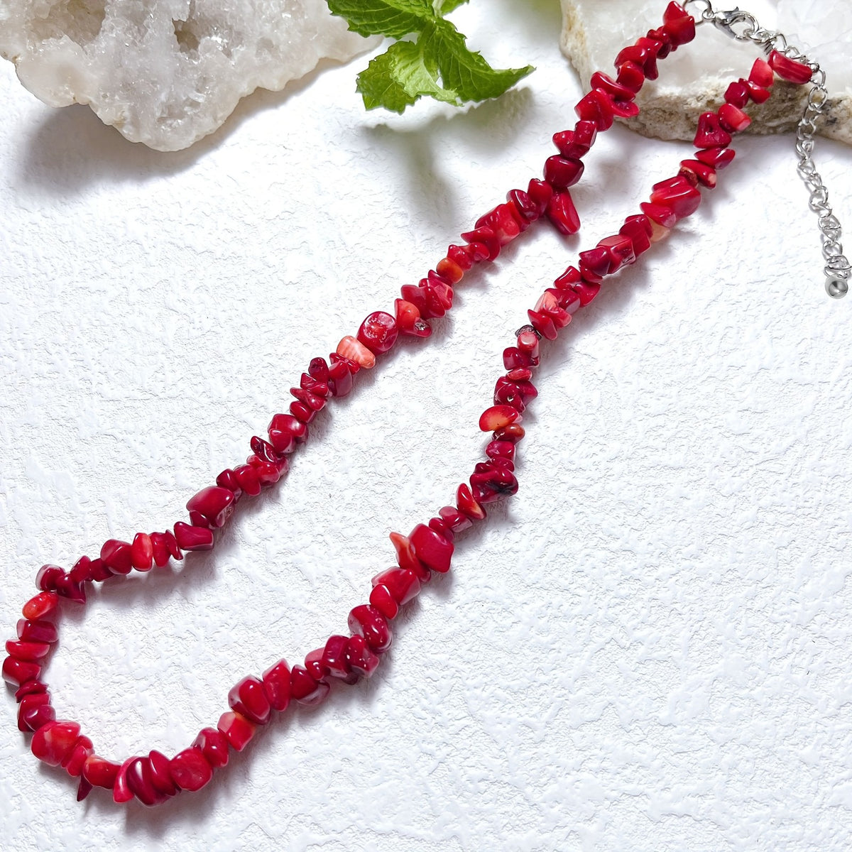 Natural Stone Chip Necklace & Bracelet Set