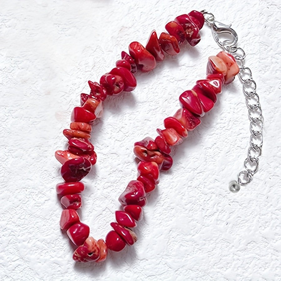 Natural Stone Chip Necklace & Bracelet Set