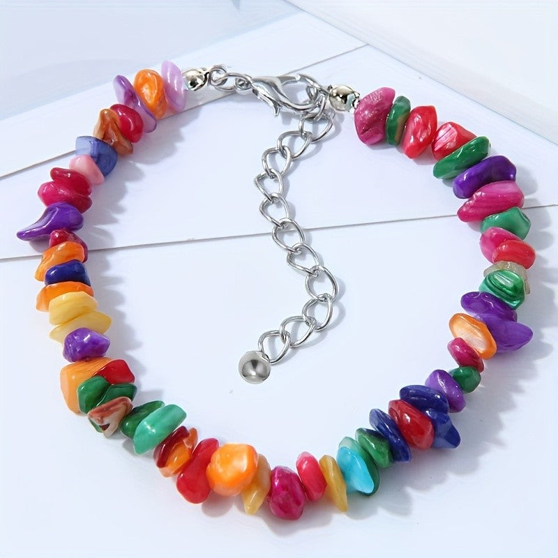 Natural Stone Chip Necklace & Bracelet Set