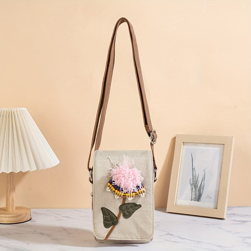 Floral Applique Crossbody Bag